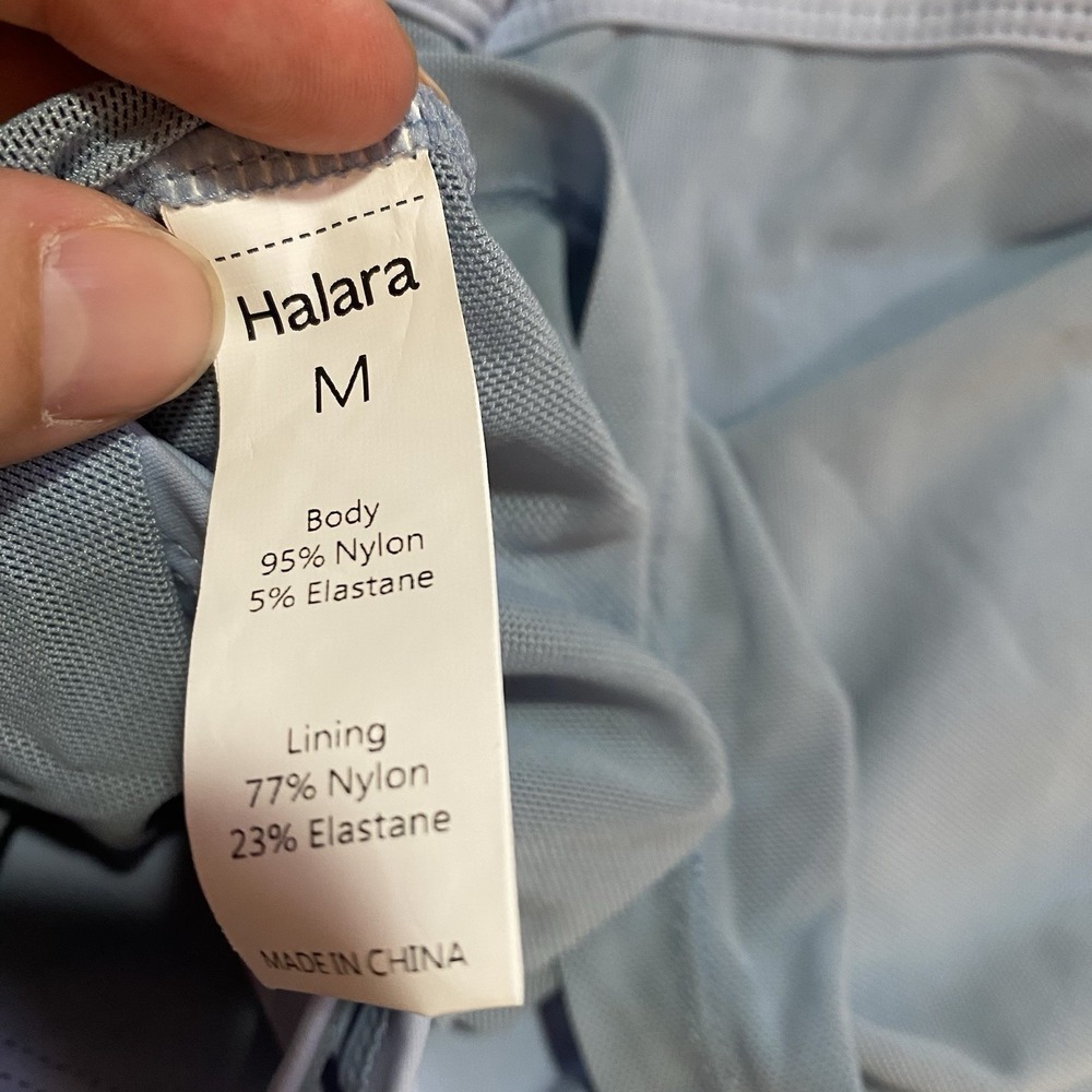 Halara NWT Tank Top Mesh Spaghetti Strap Size Medium Light Foggy Blue - Picture 5 of 6